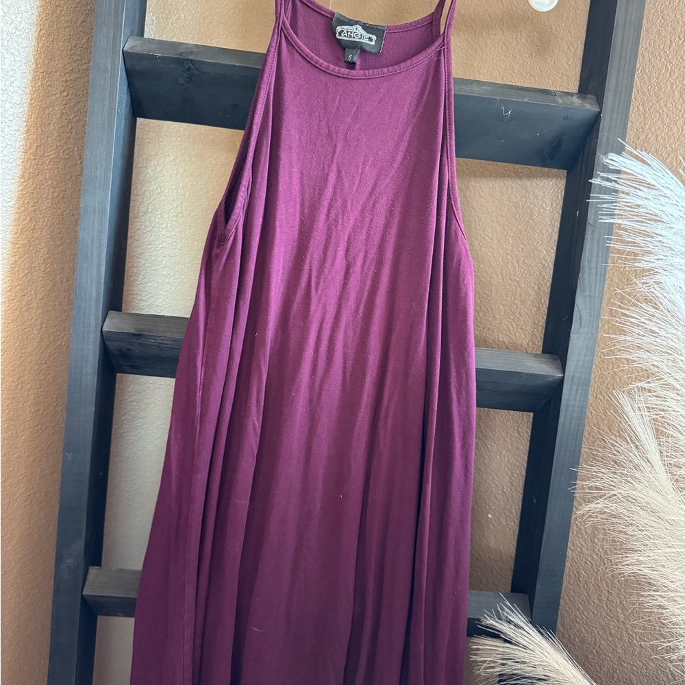 Angie Maroon Halter Maxi Sundress
